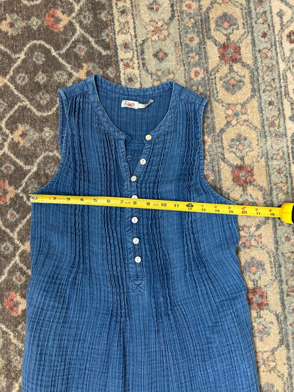Faherty Cotton Gauze Isha Dress Indigo - Picture 8 of 9